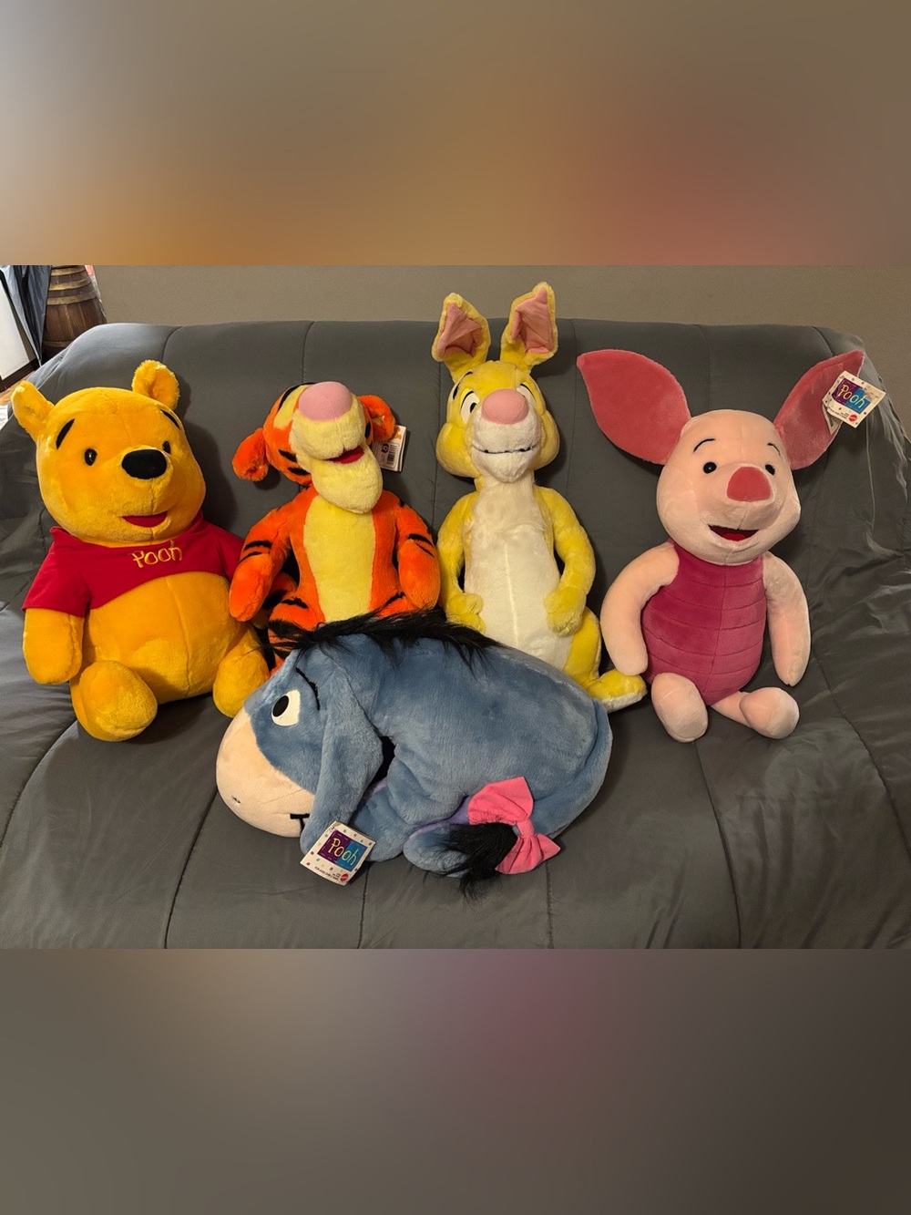 Mattel Winnie the Pooh Plush Set - Yellow, Orange, Pink, Blue